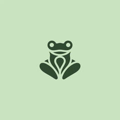 Frog silhouette logo in clean and simple design style.