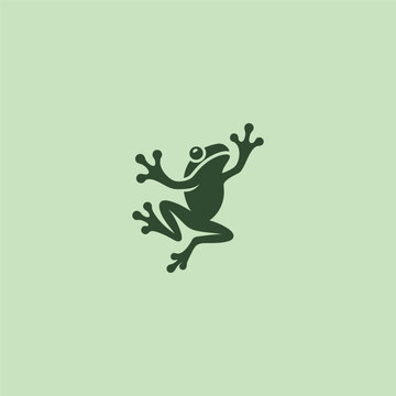 Frog silhouette logo in clean and simple design style.