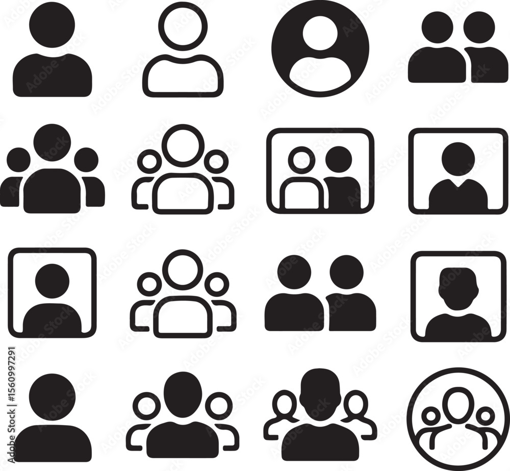 Poster collection of simple user profile icons vector illustrations for web and app design