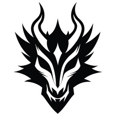 Vector graphics of tribal art abstract design face of fire dragon head on white background