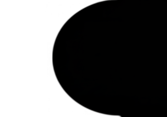 A black half circle shape is isolated on transparent background