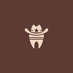 Tooth logo wearing a cowboy hat in fun and creative design.