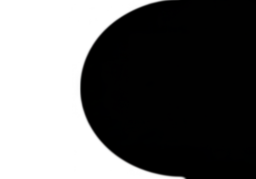 A black half circle shape is isolated on transparent background