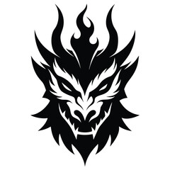 Vector graphics of tribal art abstract design face of fire dragon head on white background