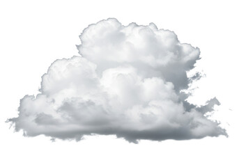 A fluffy white cumulus cloud isolated on transparent background, a natural element for sky and weather designs