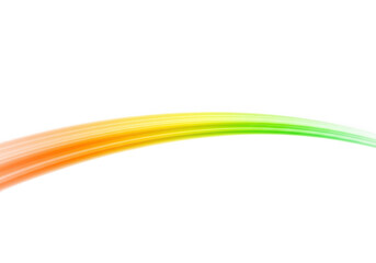 A vibrant rainbow gradient curve with orange, yellow, and green colors isolated on transparent background