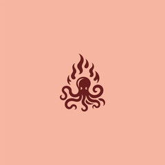 Flaming octopus logo in bold and dynamic illustration style.