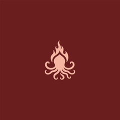 Flaming octopus logo in bold and dynamic illustration style.