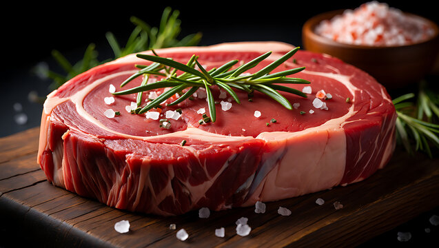 Gourmet Meat Preparation: A Fresh Beef Steak Ready for the Grill - Powered by Adobe