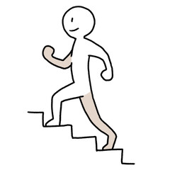 Fototapeta premium 階段を登っている人物のイラスト