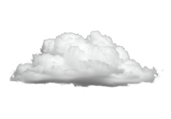 A fluffy white cloud isolated on transparent background floats serenely in the sky