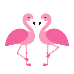 向かい合っているフラミンゴのイラスト素材