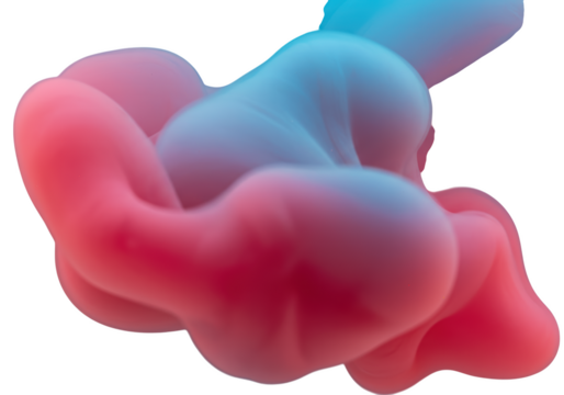 A swirling cloud of pink and blue ink mixing in water isolated on transparent background - Powered by Adobe