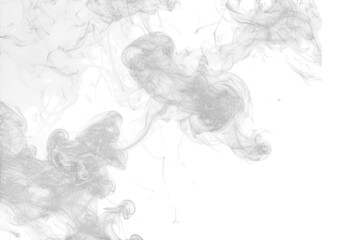 Wispy grey smoke swirling isolated on transparent background