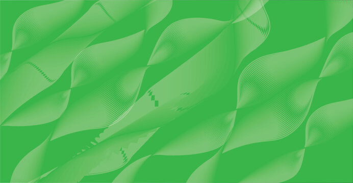 Abstract green waves flow across a vibrant, bright, and dynamic background.