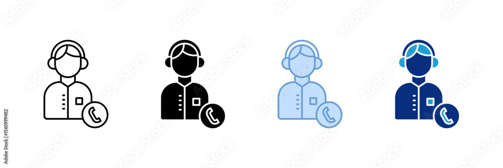 Poster call center icon set multiple style collection
