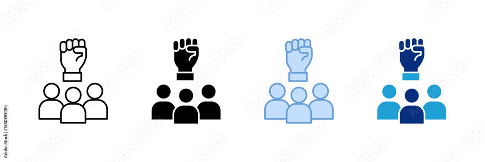 Poster support team icon set multiple style collection