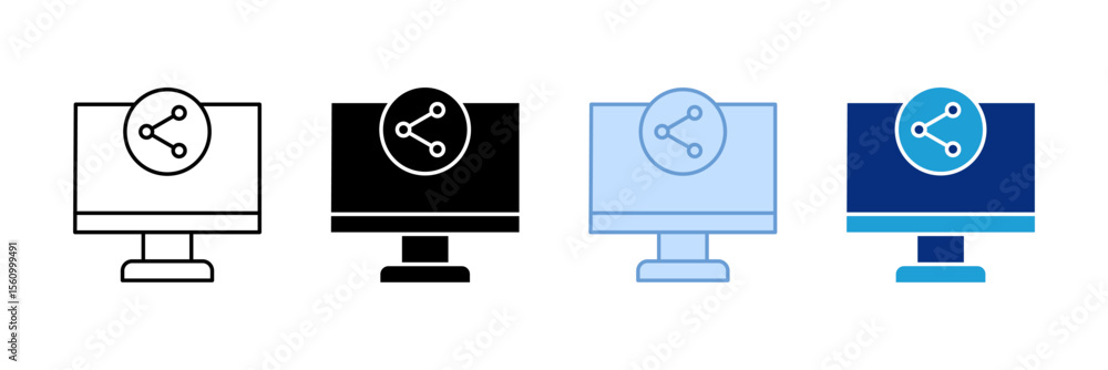 Poster screen sharing icon set multiple style collection
