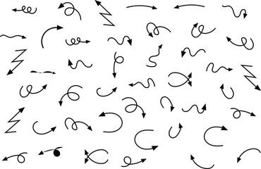 Diverse Collection of Hand Drawn Arrows for Design Projects.