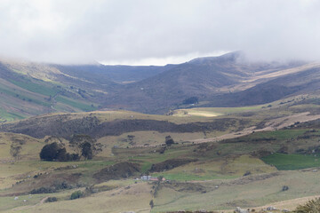 details of latin american andean countryside mountains with clouds