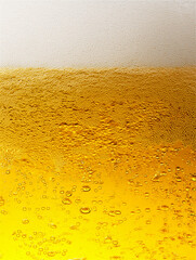 ビールの炭酸と泡のクローズアップ