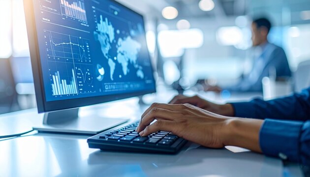 タイピング中の手元とデジタル分析画面