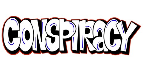 letter conspiracy, illustration of word conspiracy with cool simple graffiti pattern