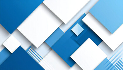 白と青の幾何学模様のイラスト。3D。立体的なブロックスタイル。White and blue geometric illustration. 3D. Three-dimensional block style.