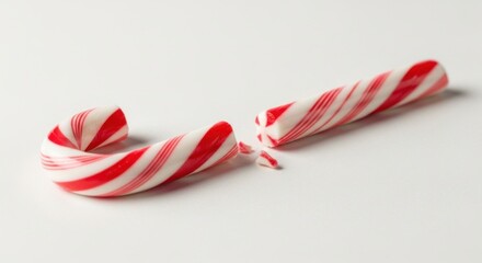 Fototapeta premium Broken Candy Cane with Red and White Stripes on White Background
