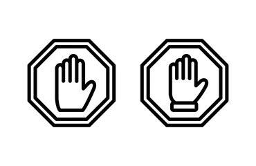 Obraz premium Stop icon vector illustration. stop road sign. hand stop sign and symbol. Do not enter stop red sign with hand