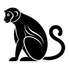 Obraz premium Stylized black silhouette of a sitting monkey with a curled tail
