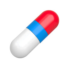 Red white and blue capsule isolated on transparent background
