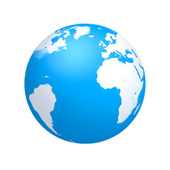 Fototapeta premium Realistic blue earth globe showing continents isolated on transparent background