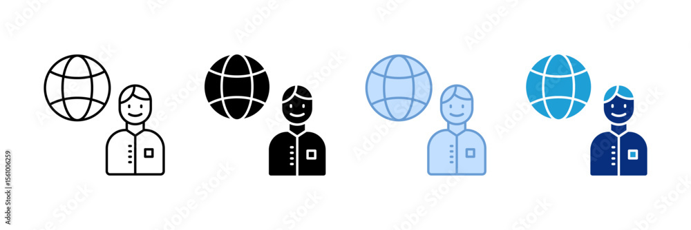 Aufkleber remote worker icon set multiple style collection