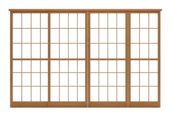 Four panel window isolated on transparent background. for architectural renderings.