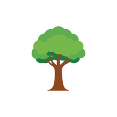 Tree Illustration vector Minimalist Cartoon Lush Green Canopy tree with green leaves