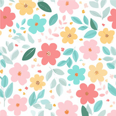 Plant leaves and flower textures, exquisite vector floral patterns.