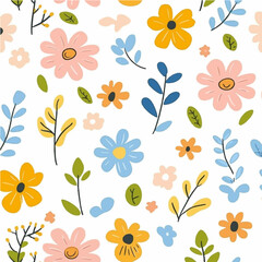 Plant leaves and flower textures, exquisite vector floral patterns.