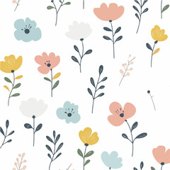 Plant leaves and flower textures, exquisite vector floral patterns.