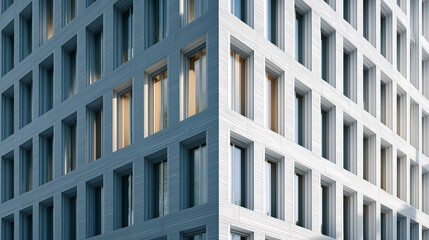 Angular Harmony: A modern architectural marvel where the interplay of light and shadow dances across the geometric facade. Capturing a symphony of lines and angles