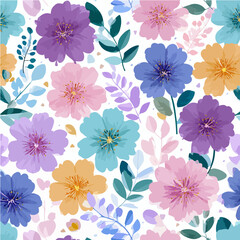 Plant leaves and flower textures, exquisite vector floral patterns.