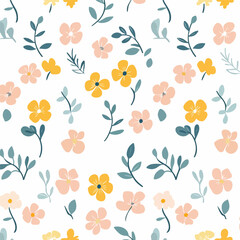 Plant leaves and flower textures, exquisite vector floral patterns.