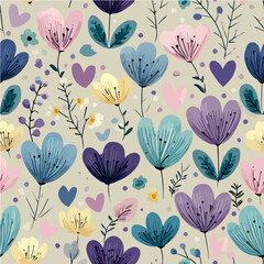 Plant leaves and flower textures, exquisite vector floral patterns.
