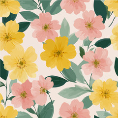 Plant leaves and flower textures, exquisite vector floral patterns.