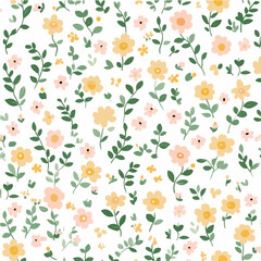 Plant leaves and flower textures, exquisite vector floral patterns.