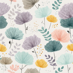 Plant leaves and flower textures, exquisite vector floral patterns.