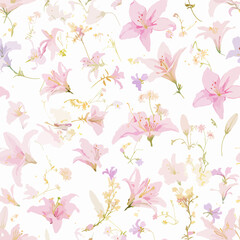 Plant leaves and flower textures, exquisite vector floral patterns.