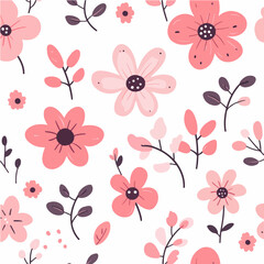 Fototapeta premium Plant leaves and flower textures, exquisite vector floral patterns.