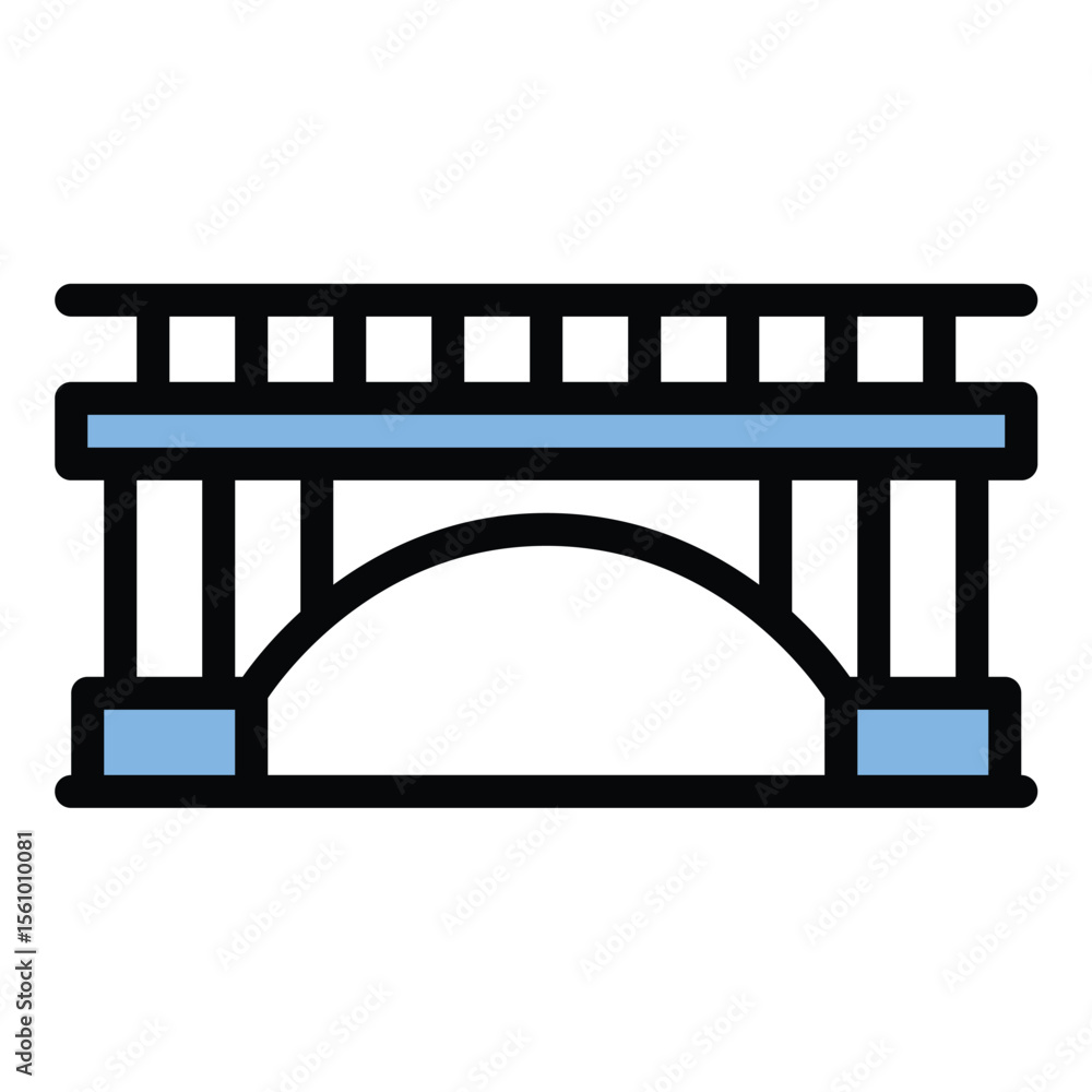 Poster architecture bridge icon flat line style illustration representing structural engineering and connec