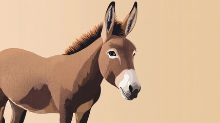 A detailed digital illustration of a donkey with long ears